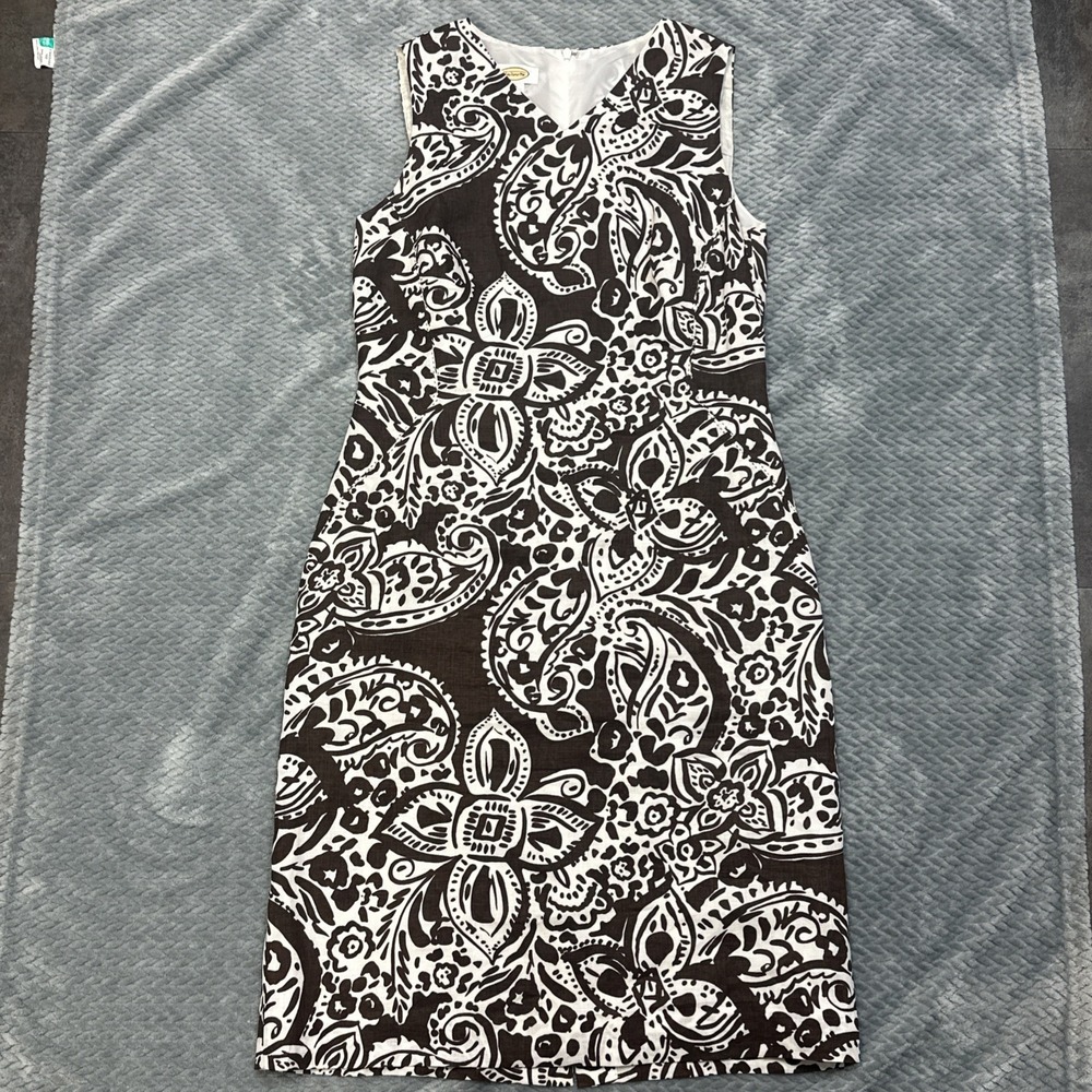 Talbots Midi Dress Women's Size 8 Paisley Sleeveless V Neck Brown White - Picture 9 of 10